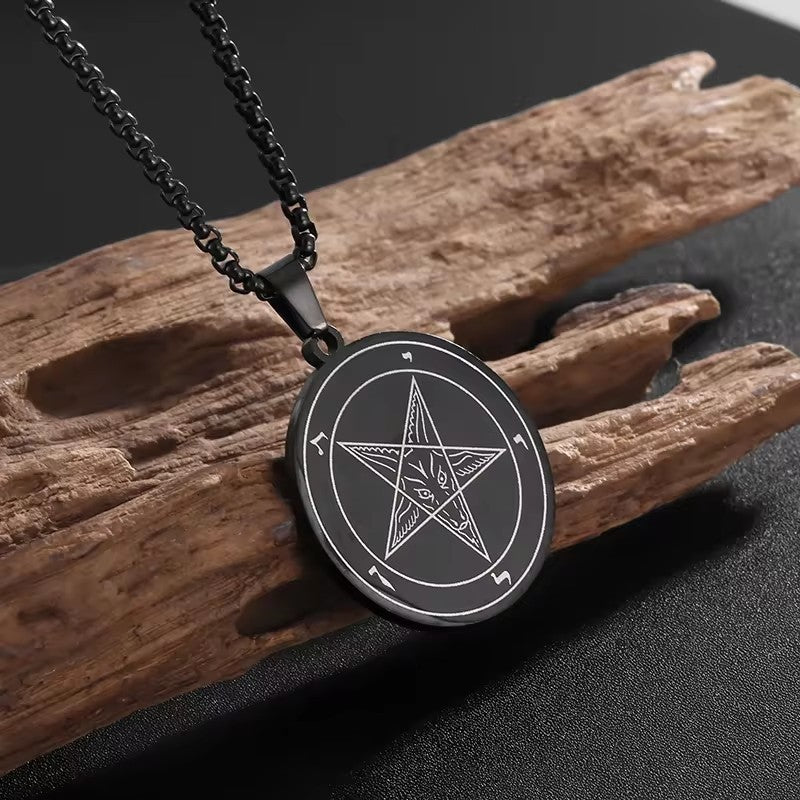 Satanic Inverted Pentagram Pendant Black Necklace MN0032