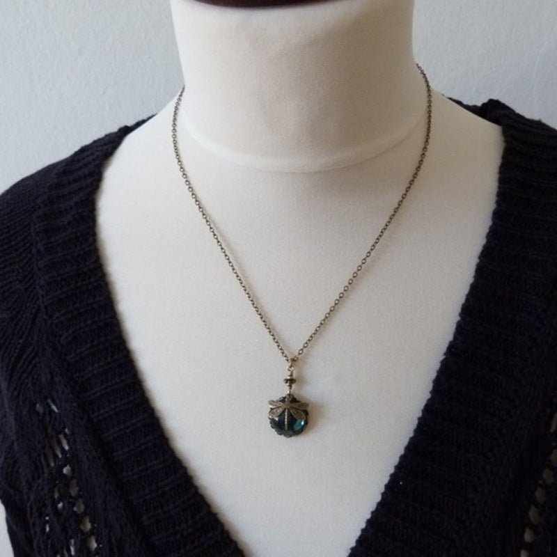 "Dragonfly Pendant Necklace with Blue Gemstone | Vintage-Inspired Jewelry" jltn0662