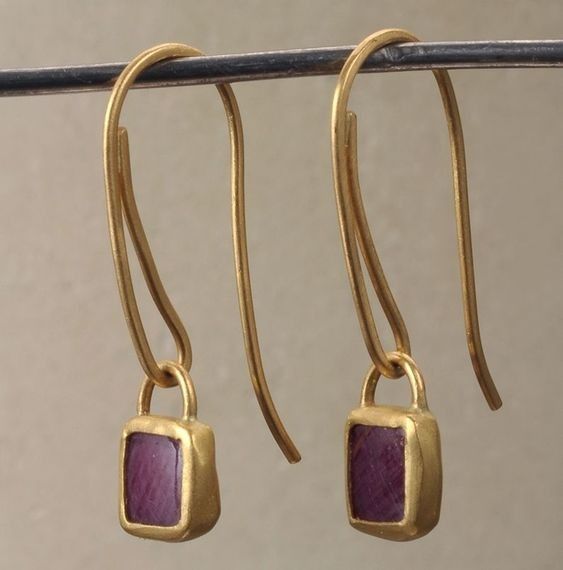 Handcrafted Purple Stone Drop Earrings-jlt11621