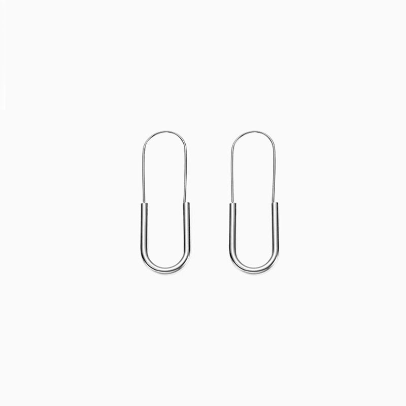 Minimalist Silver U-Shaped Drop Earrings jlt11663