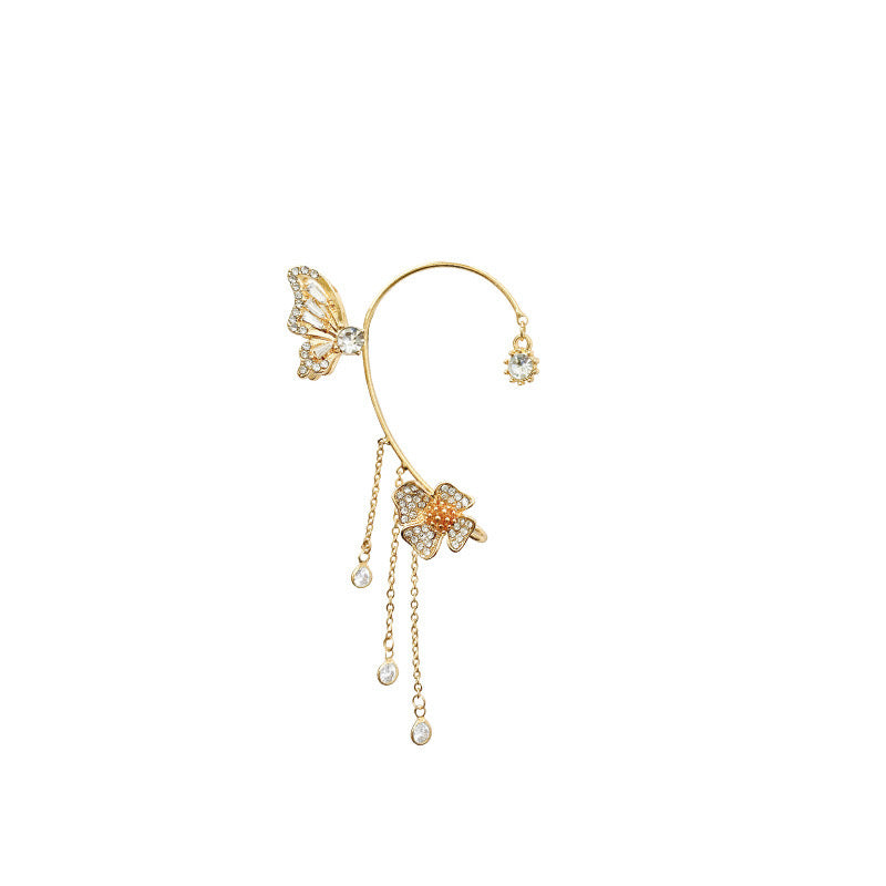 Butterfly & Floral Crystal Ear Cuff -jlt11698