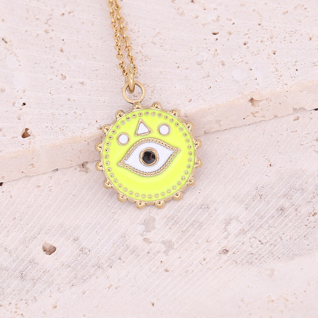 Vibrant Neon Evil Eye Pendant Necklace – Protective Symbol Jewelry for a Bold Look-jltn0571