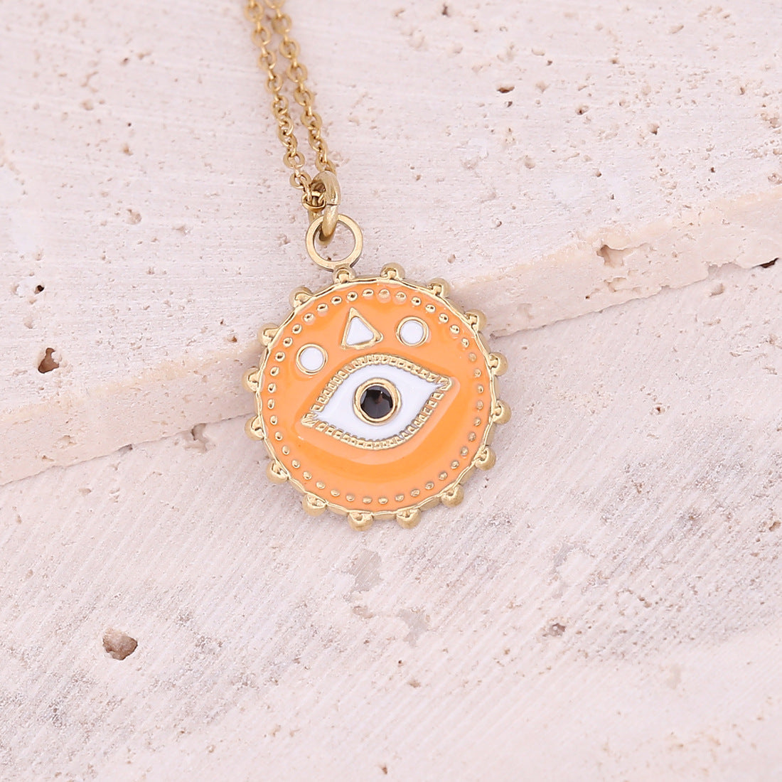 Vibrant Orange Evil Eye Pendant Necklace – Protective Symbol Jewelry for a Bold Look-jltn0572