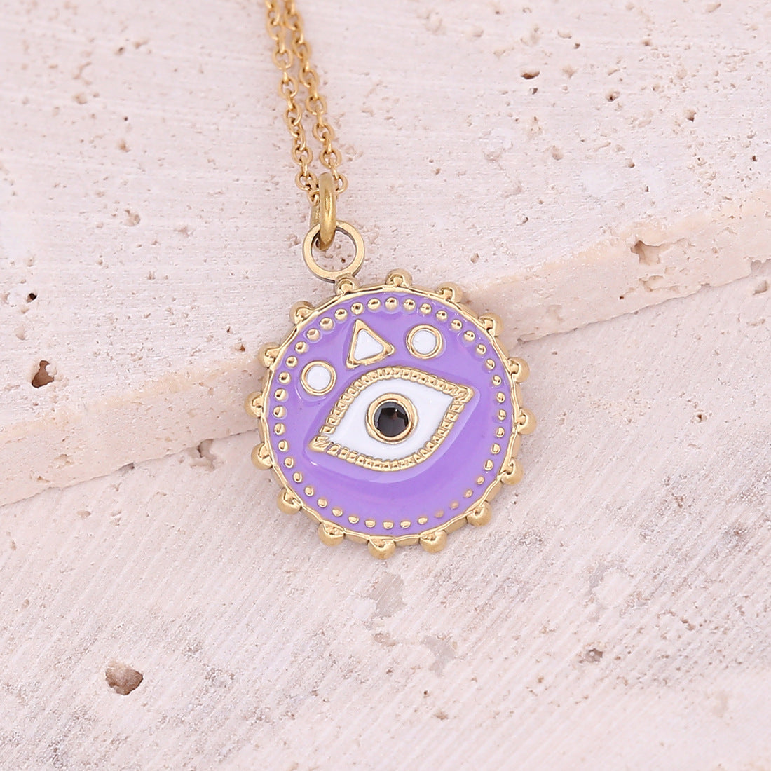 Vibrant Purple Evil Eye Pendant Necklace – Protective Symbol Jewelry for a Bold Look-jltn0573