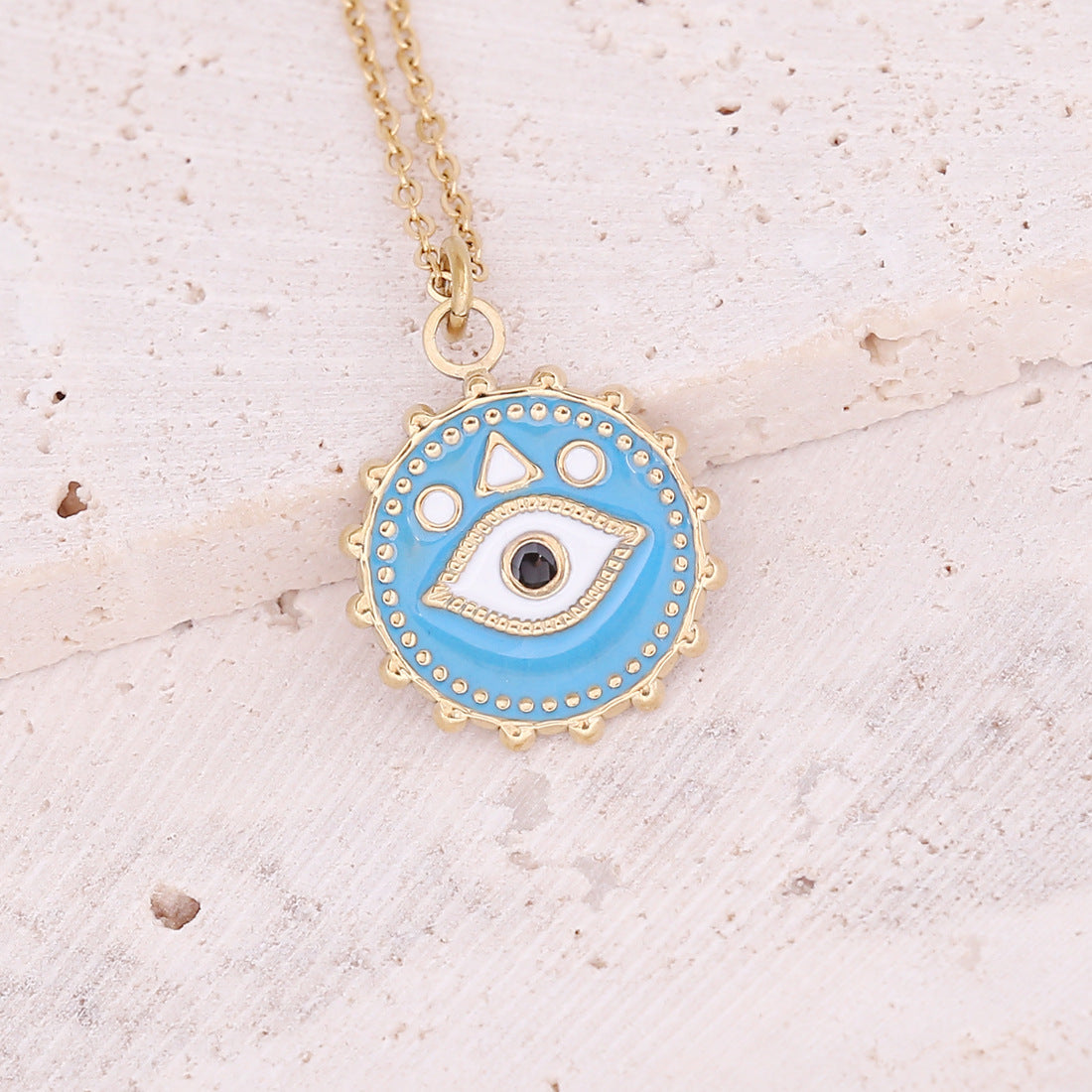 Vibrant Blue Evil Eye Pendant Necklace – Protective Symbol Jewelry for a Bold Look-jltn0574