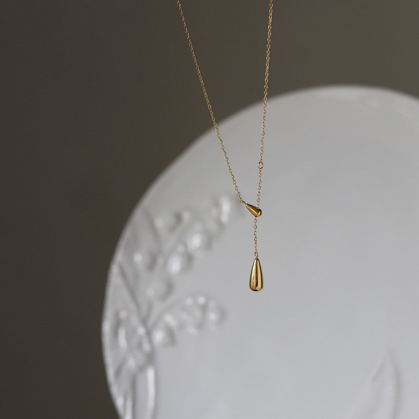 Minimalist Gold Drop Necklace – Elegant Layering Jewelry for Everyday Style-jltn0614