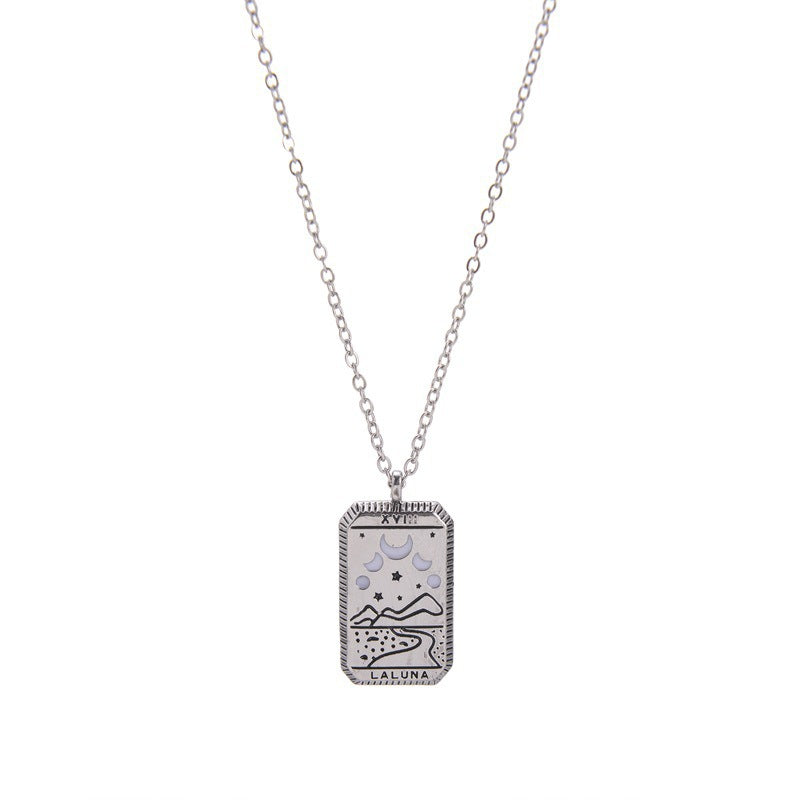 "La Luna" Tarot Card Necklace – Silver-Plated Moon Symbol Pendant for Intuition & Reflection jltn0621